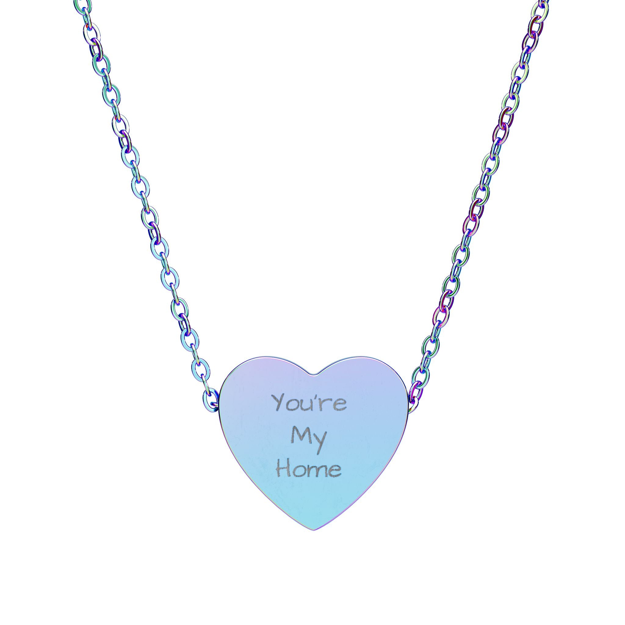 Heart Necklace — Engraved "You’re My Home" Pendant