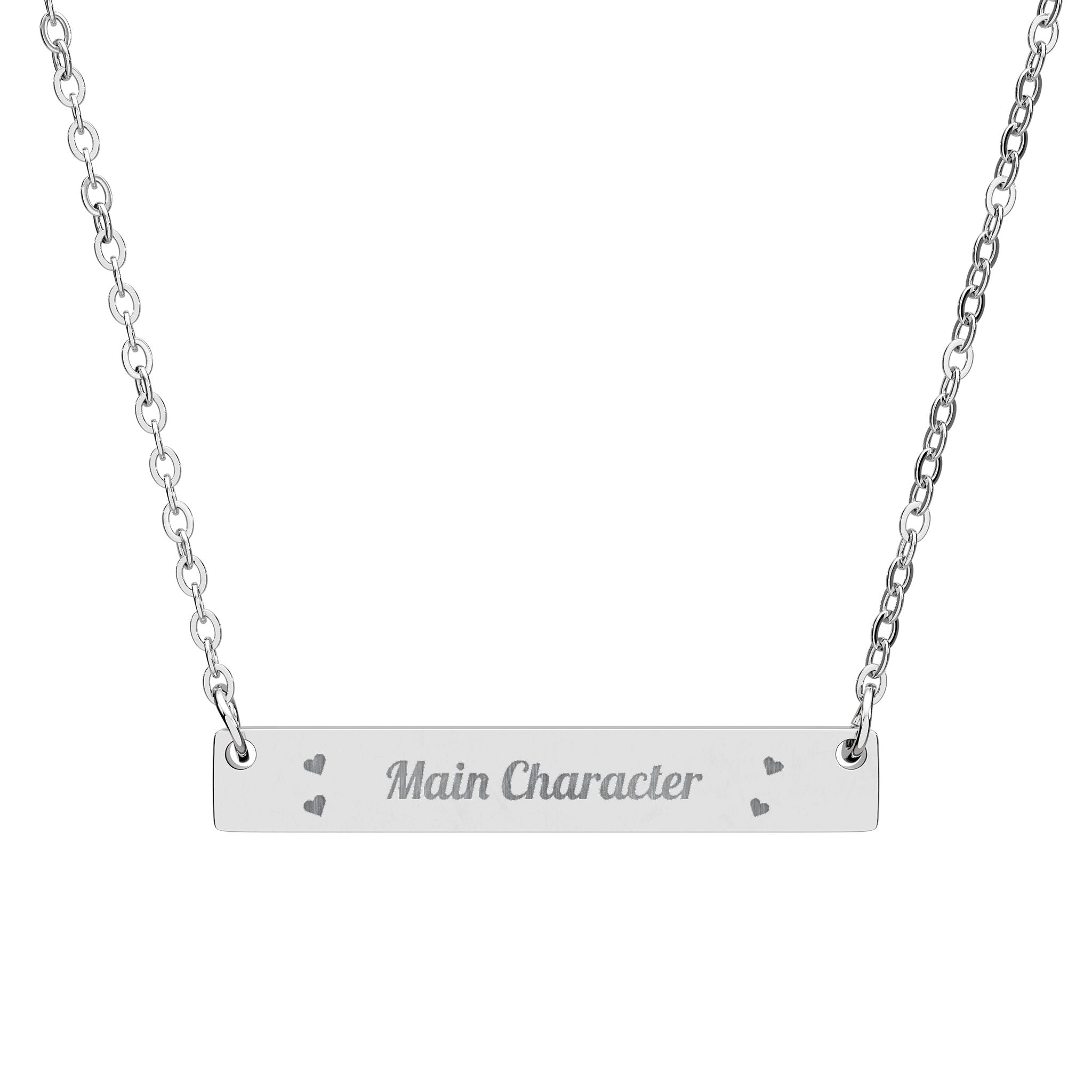 Horizontal Bar Necklace — Main Character Engraved