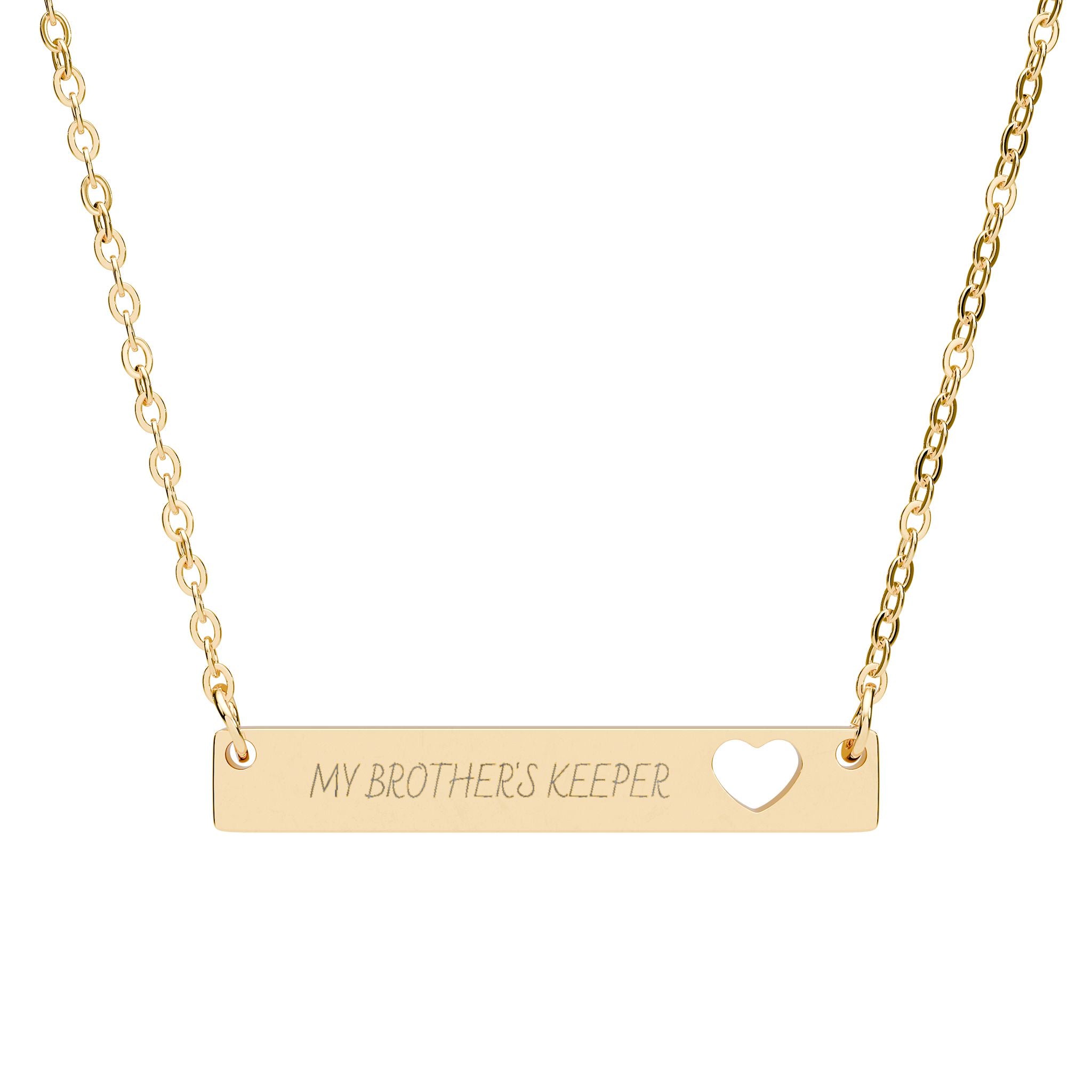 Engravable Bar Necklace with Cutout Heart