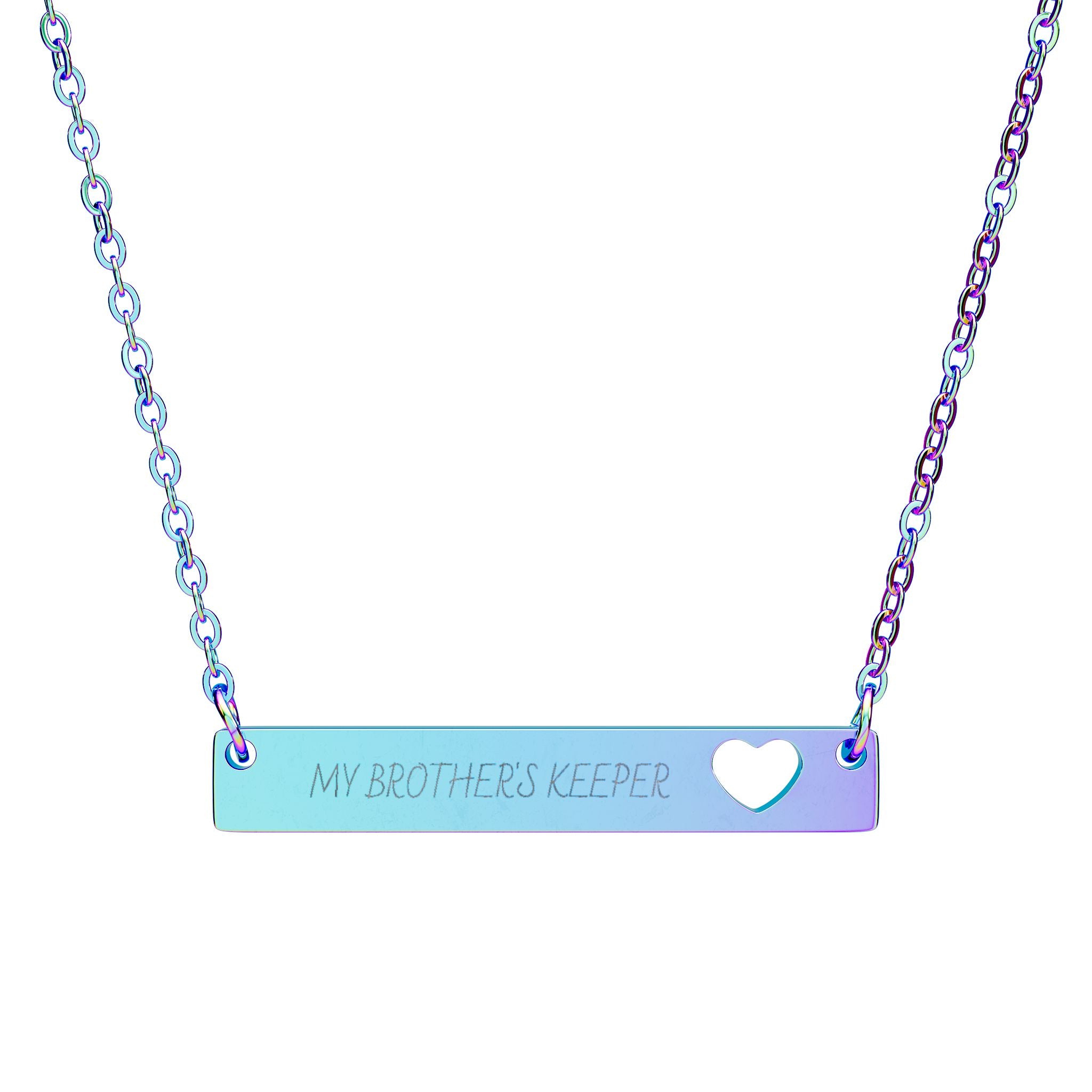 Engravable Bar Necklace with Cutout Heart