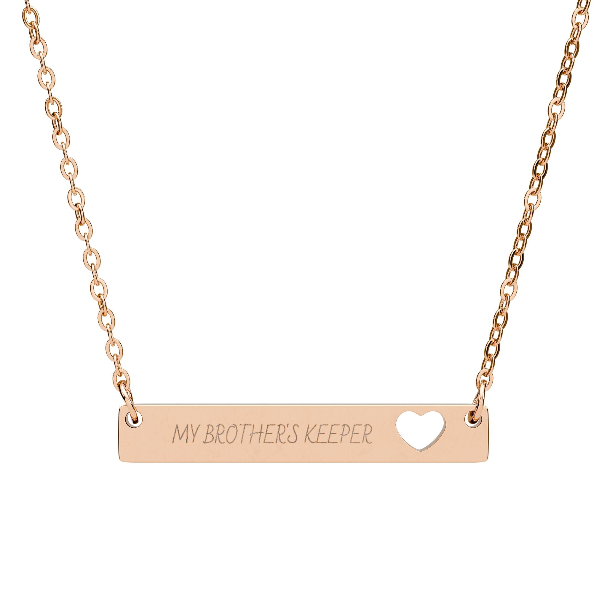 Engravable Bar Necklace with Cutout Heart