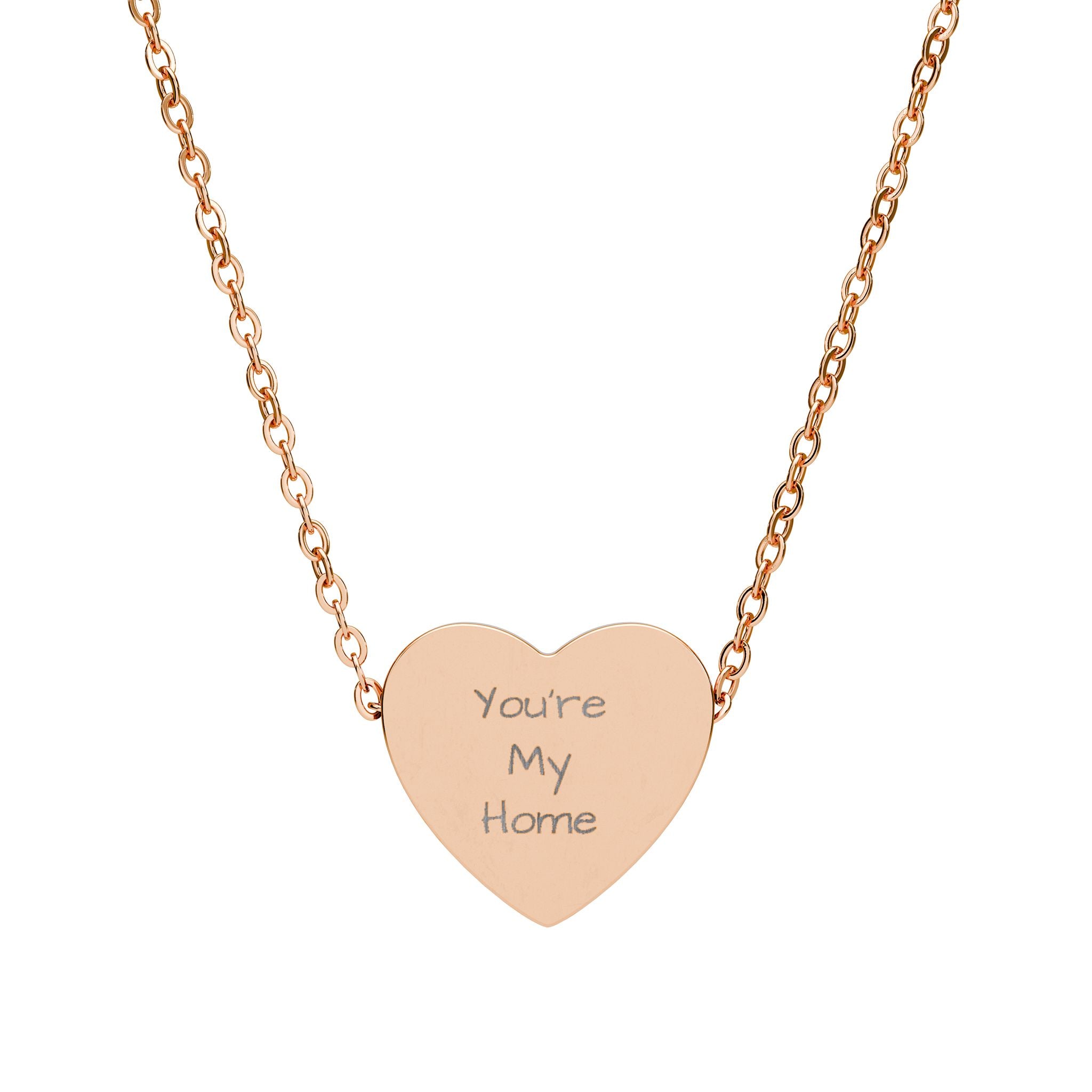 Heart Necklace — Engraved "You’re My Home" Pendant