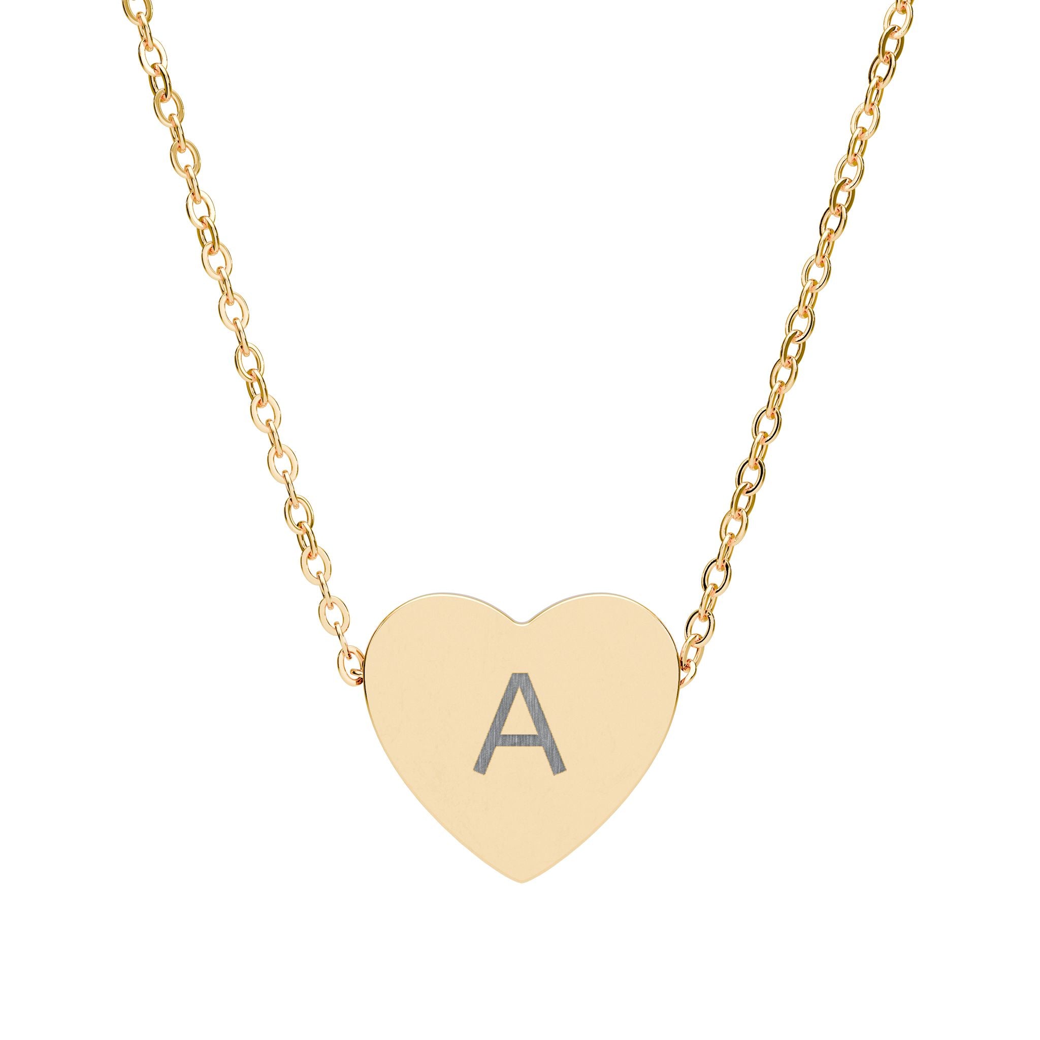 Engravable Heart Necklace — Personalized Initial Pendant in Silver or Rose Gold