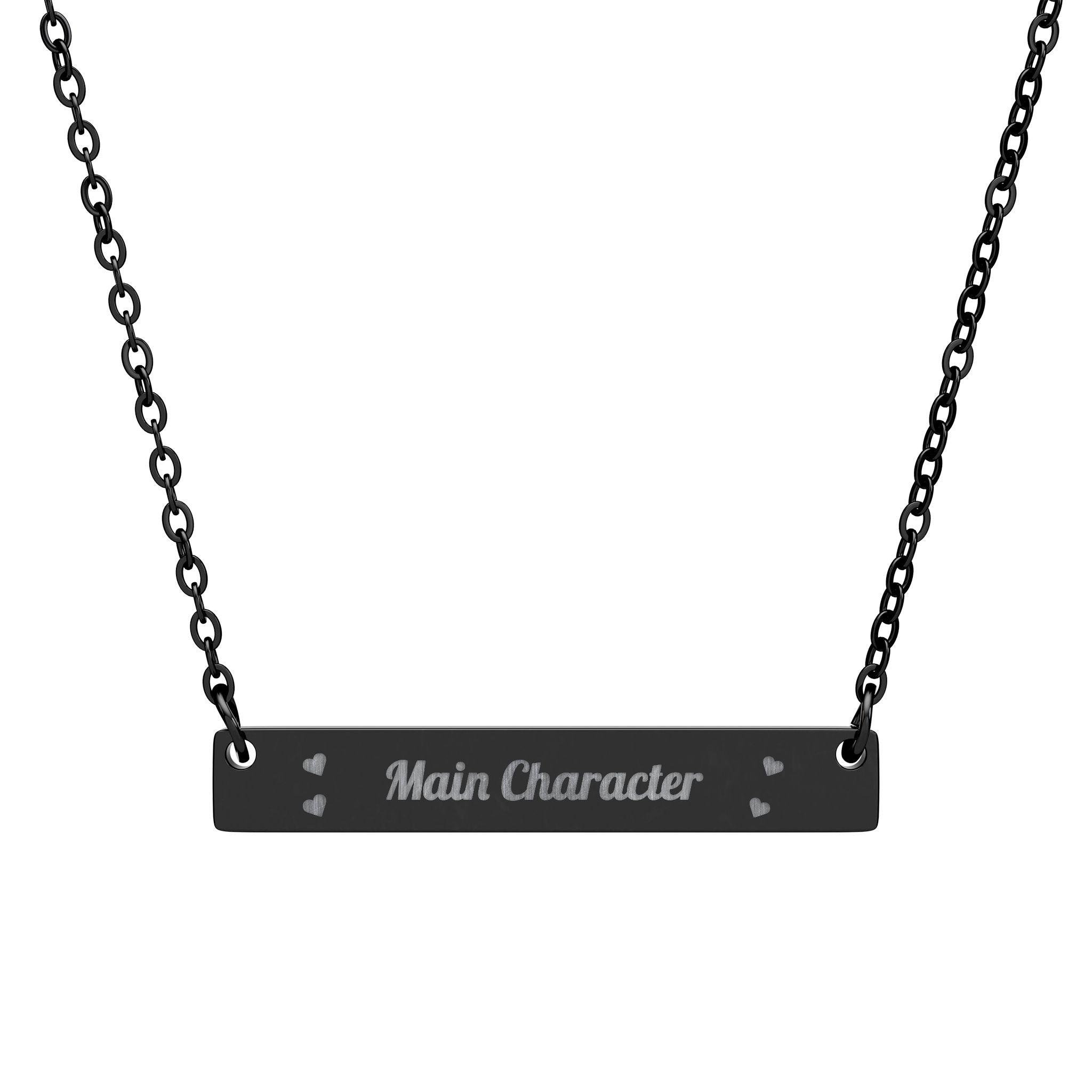 Horizontal Bar Necklace — Main Character Engraved