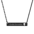Cutout Cross Bar Necklace "God's Favorite" – Engraved Religious Pendant