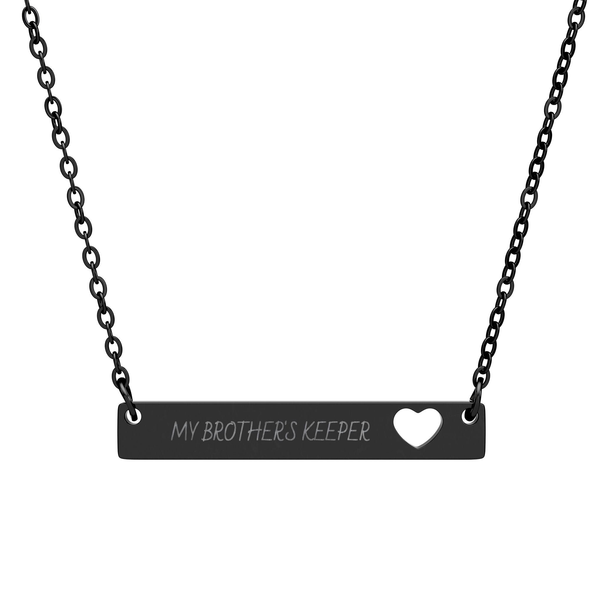 Engravable Bar Necklace with Cutout Heart