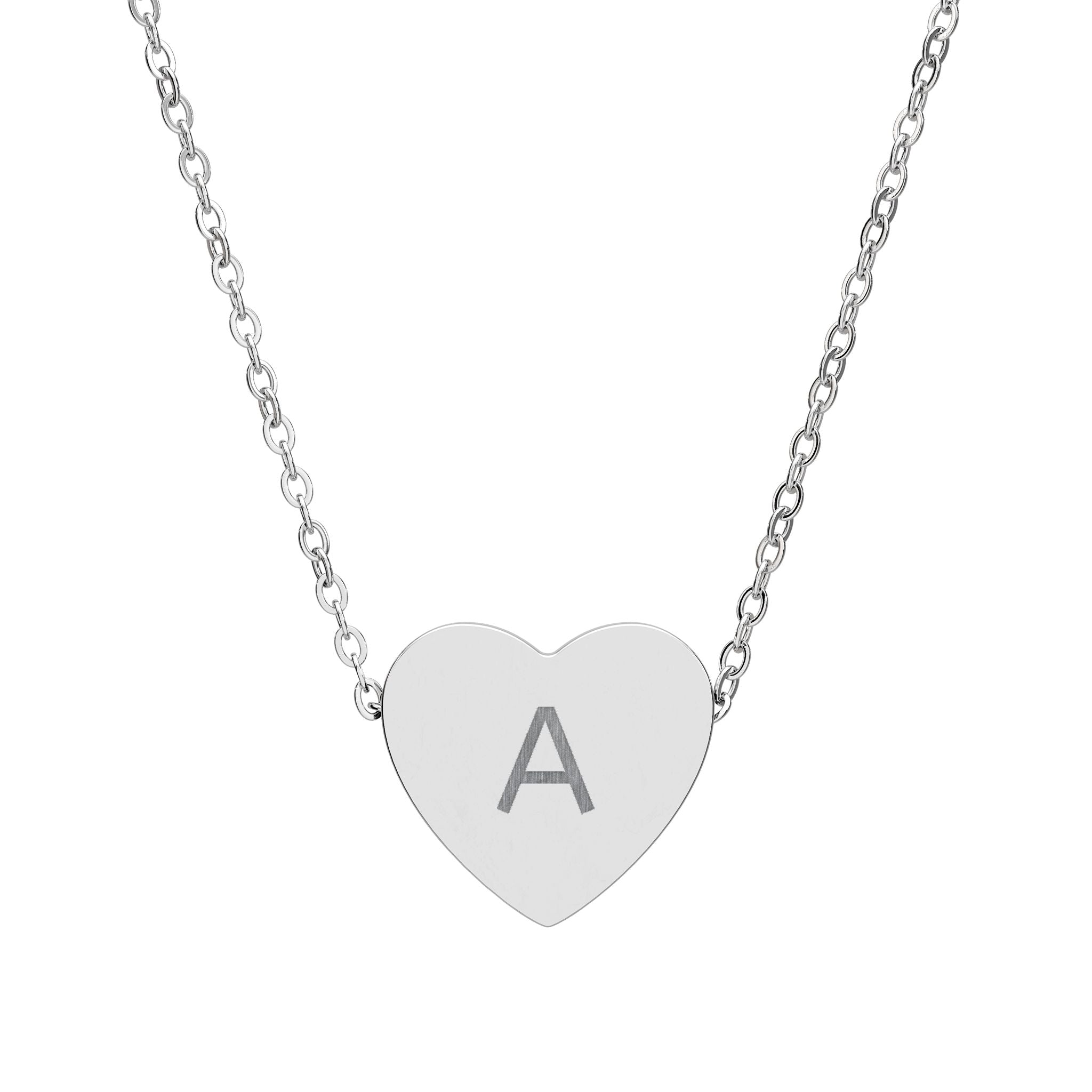 Engravable Heart Necklace — Personalized Initial Pendant in Silver or Rose Gold