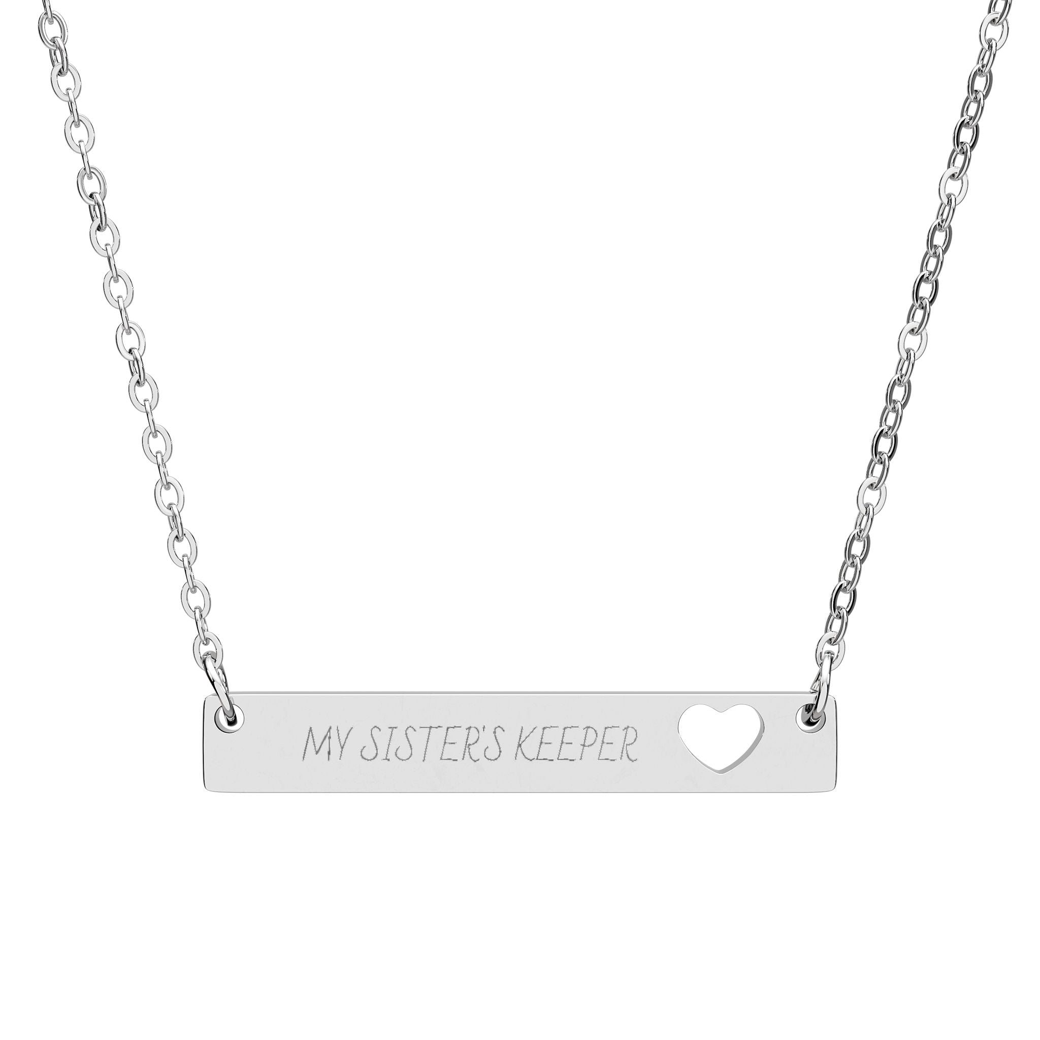 Engraved Cutout Heart Bar Necklace