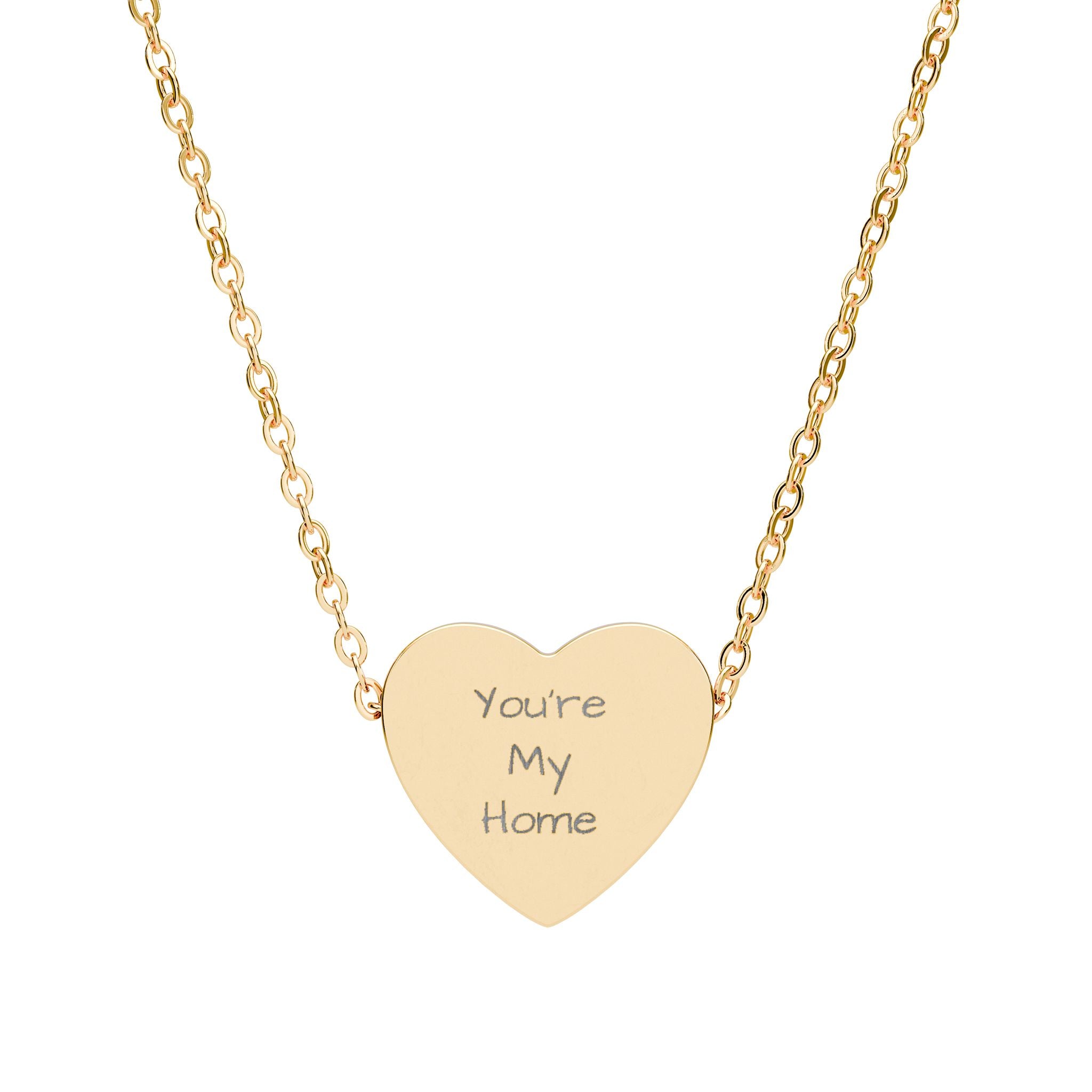 Heart Necklace — Engraved "You’re My Home" Pendant