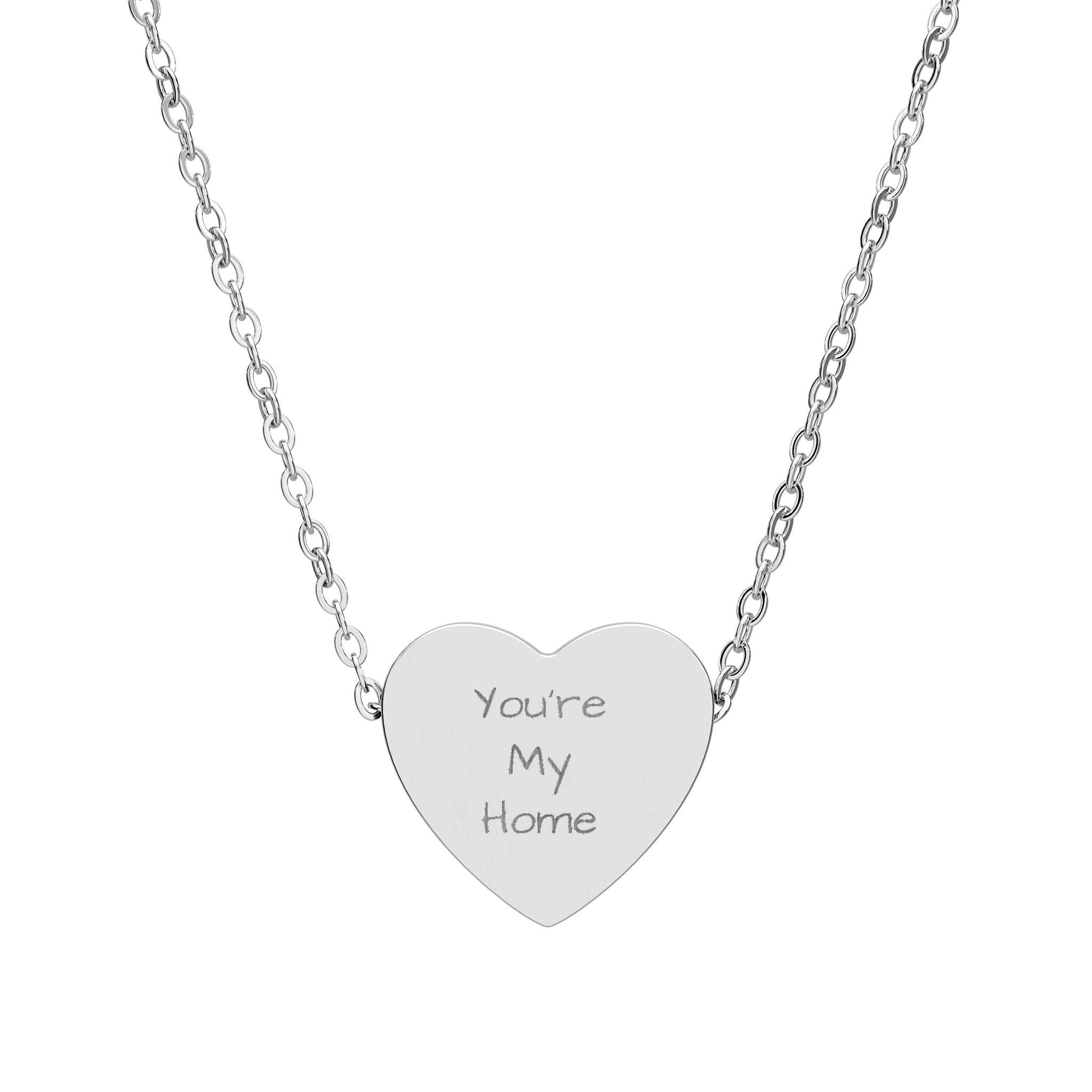 Heart Necklace — Engraved "You’re My Home" Pendant