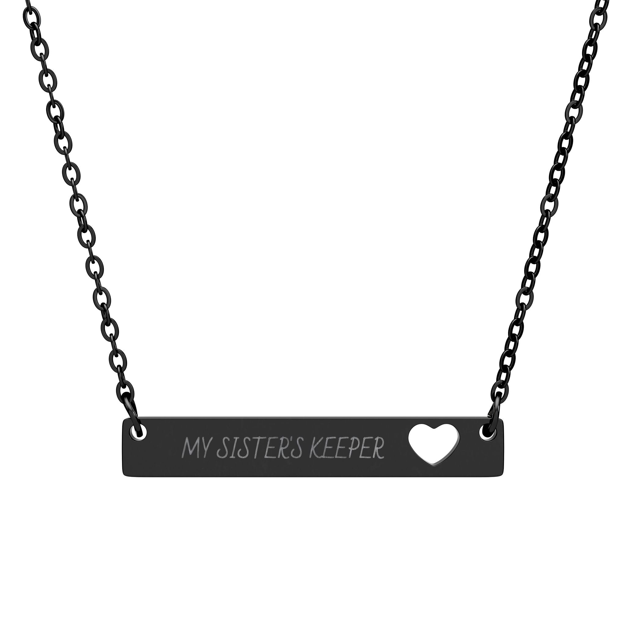 Engraved Cutout Heart Bar Necklace