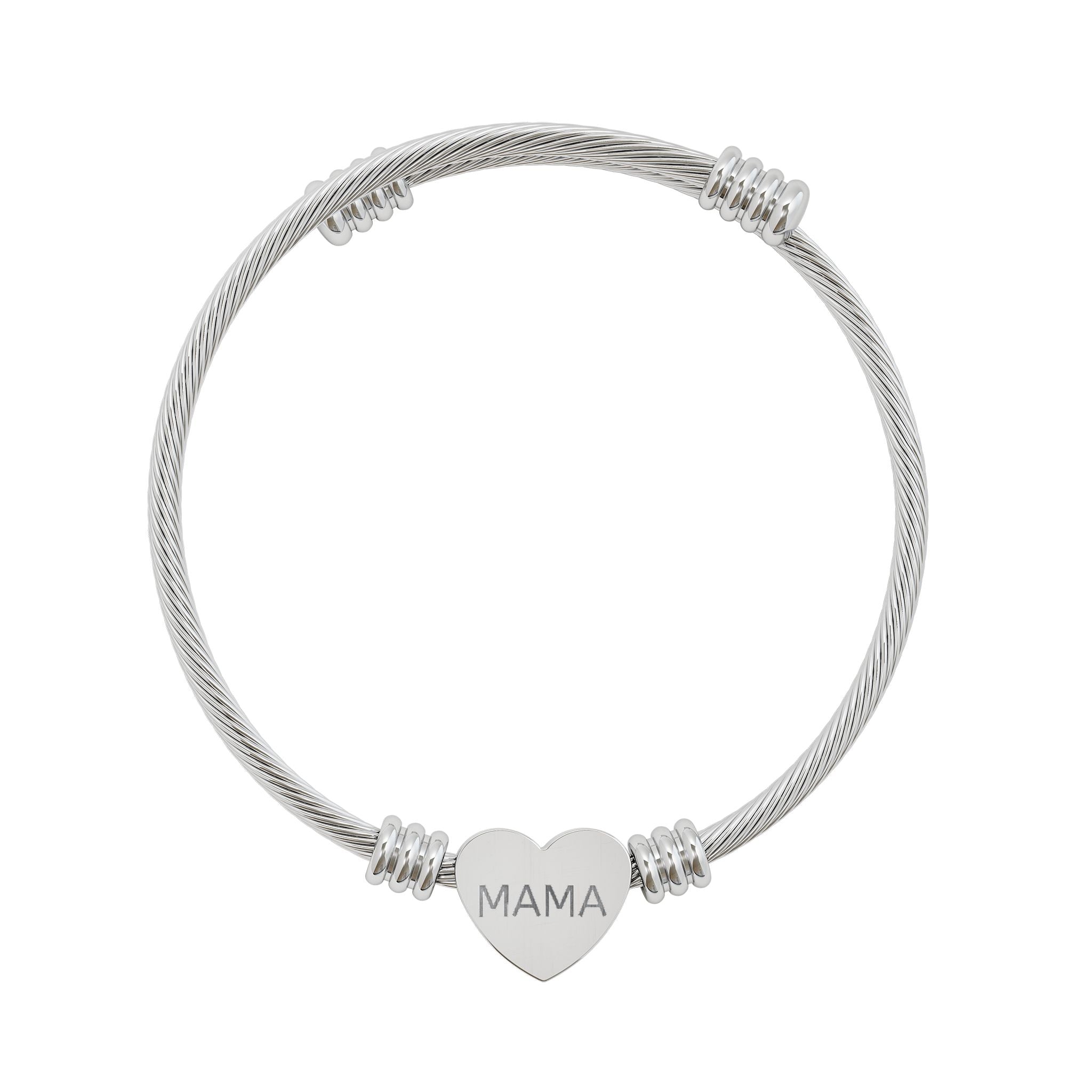 Engravable Heart Cuff Bracelet — 'MAMA' Personalized Mother's Day Jewelry
